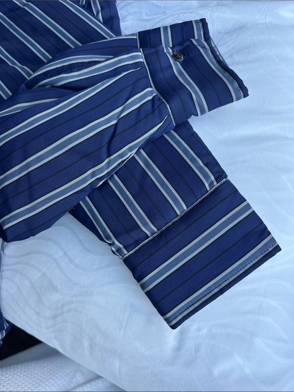 Zara Navy Blue Vertical Stripe Button-Down Oversize Jacket